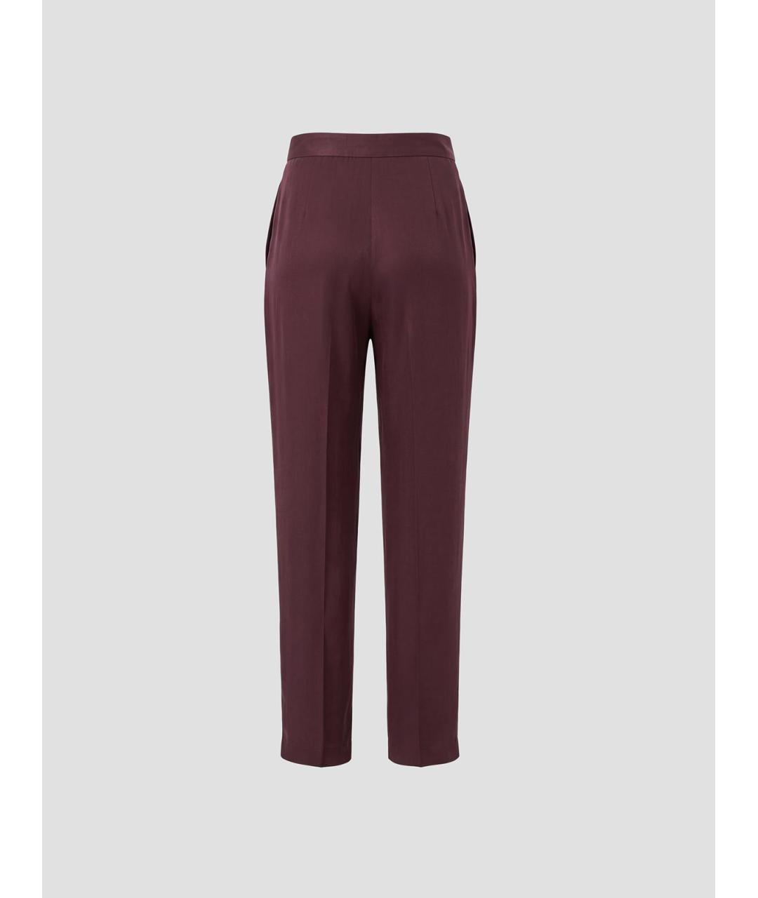 SAINT LAURENT Бордовые шелковые прямые брюки, фото 2