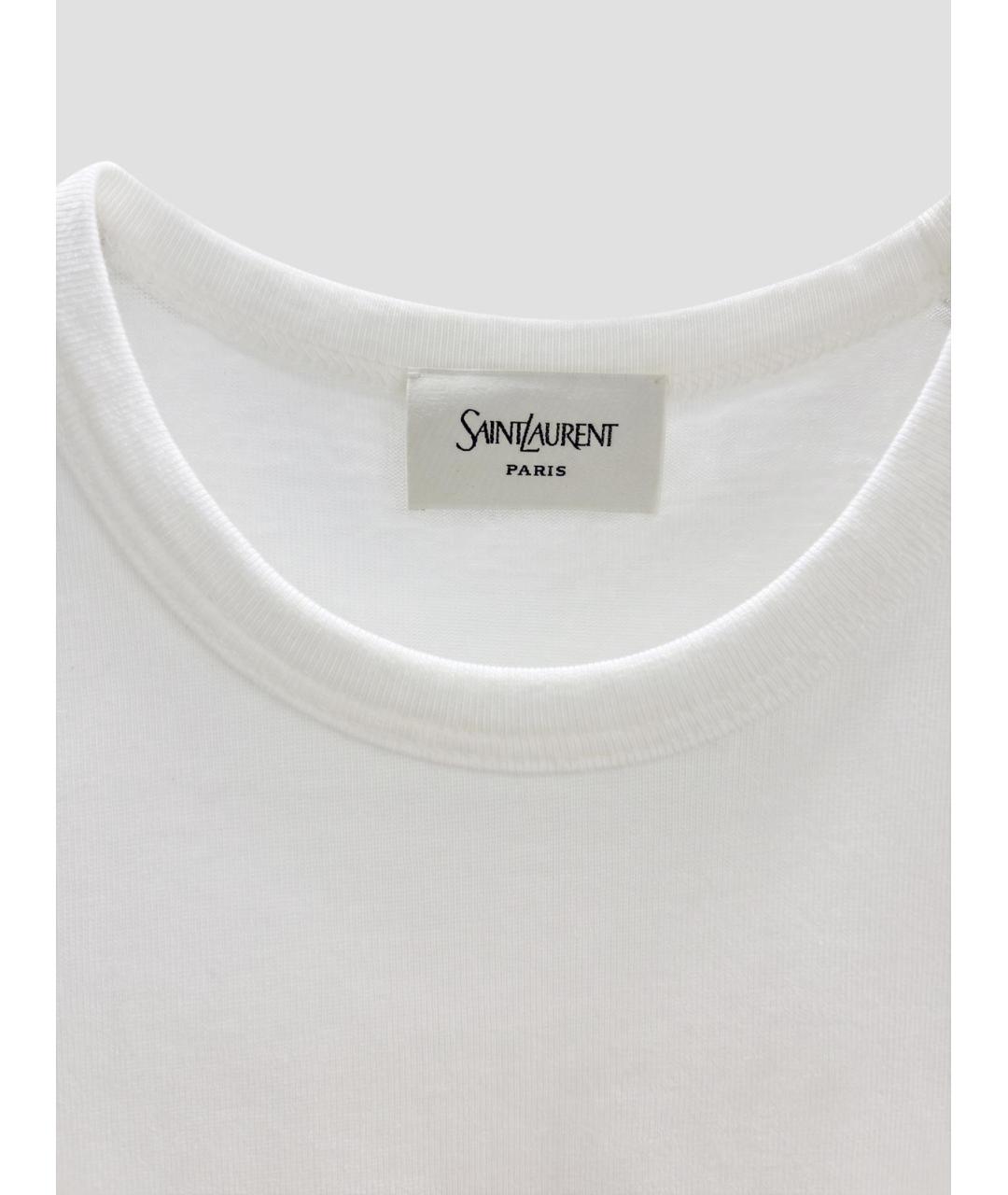 SAINT LAURENT Белая хлопковая футболка, фото 3