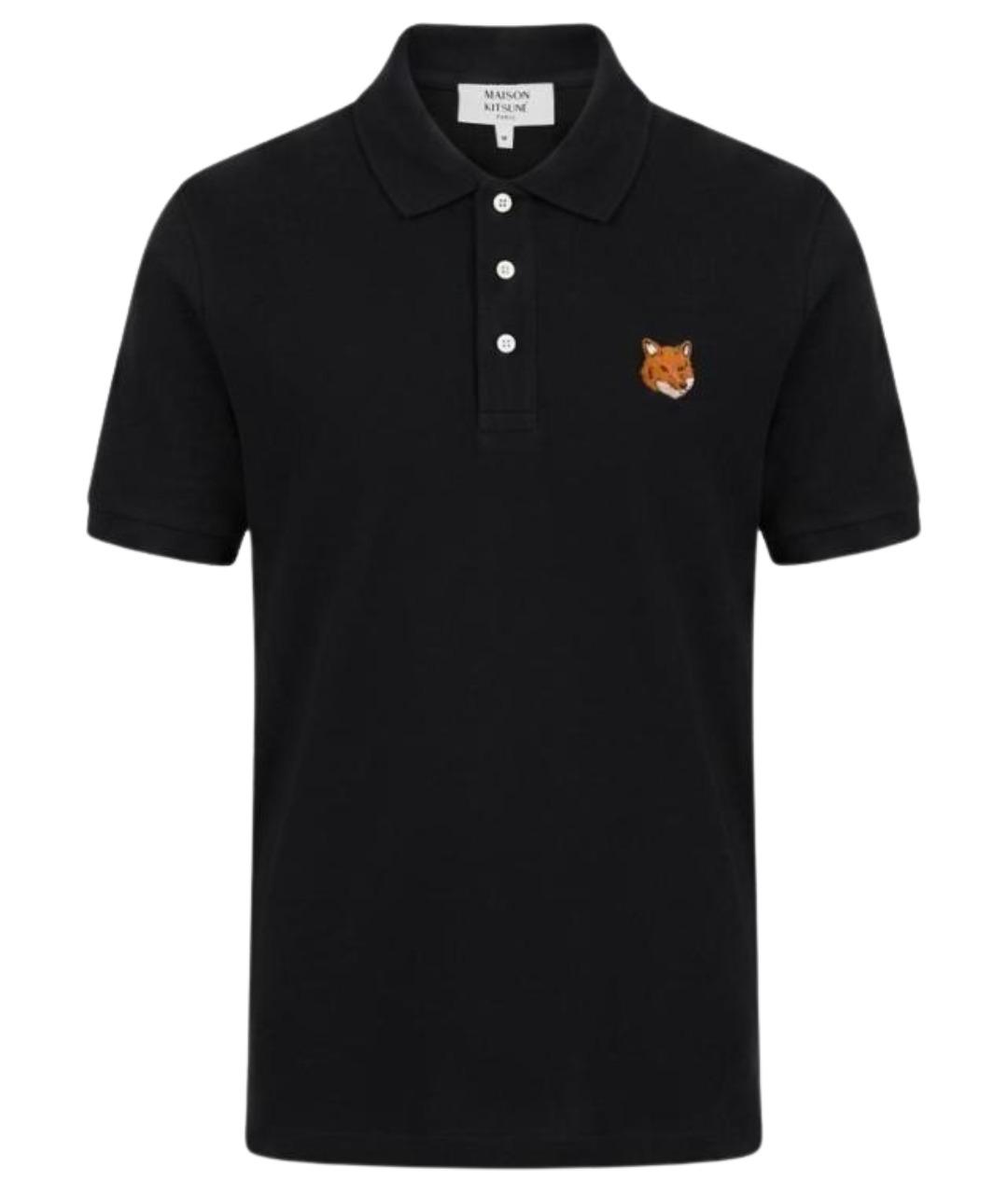 MAISON KITSUNE Черное хлопковое поло с коротким рукавом, фото 1