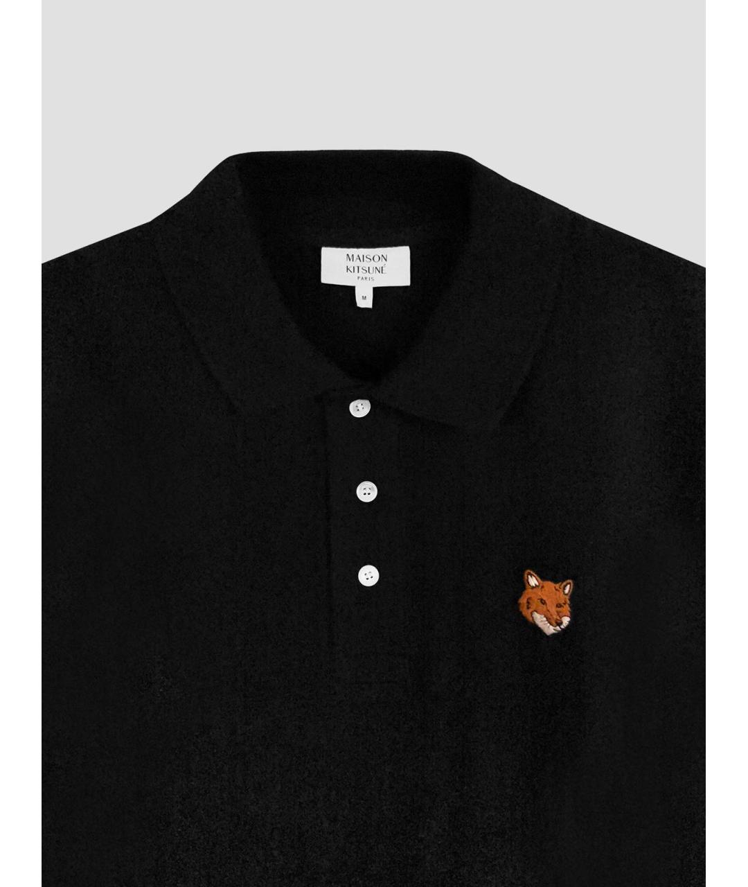 MAISON KITSUNE Черное хлопковое поло с коротким рукавом, фото 3