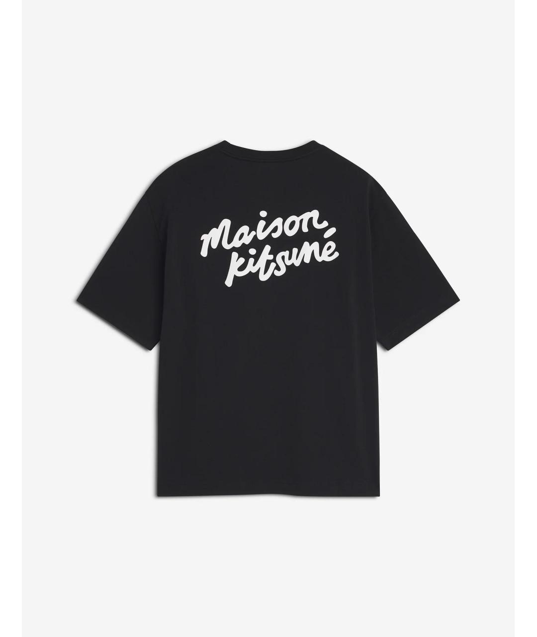 MAISON KITSUNE Черная хлопковая футболка, фото 2