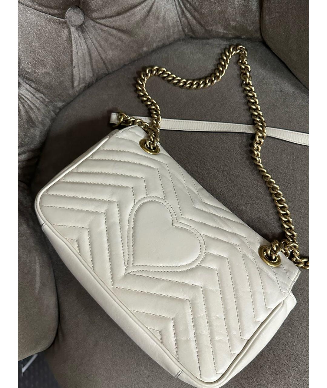 GUCCI Белая кожаная сумка тоут, фото 6