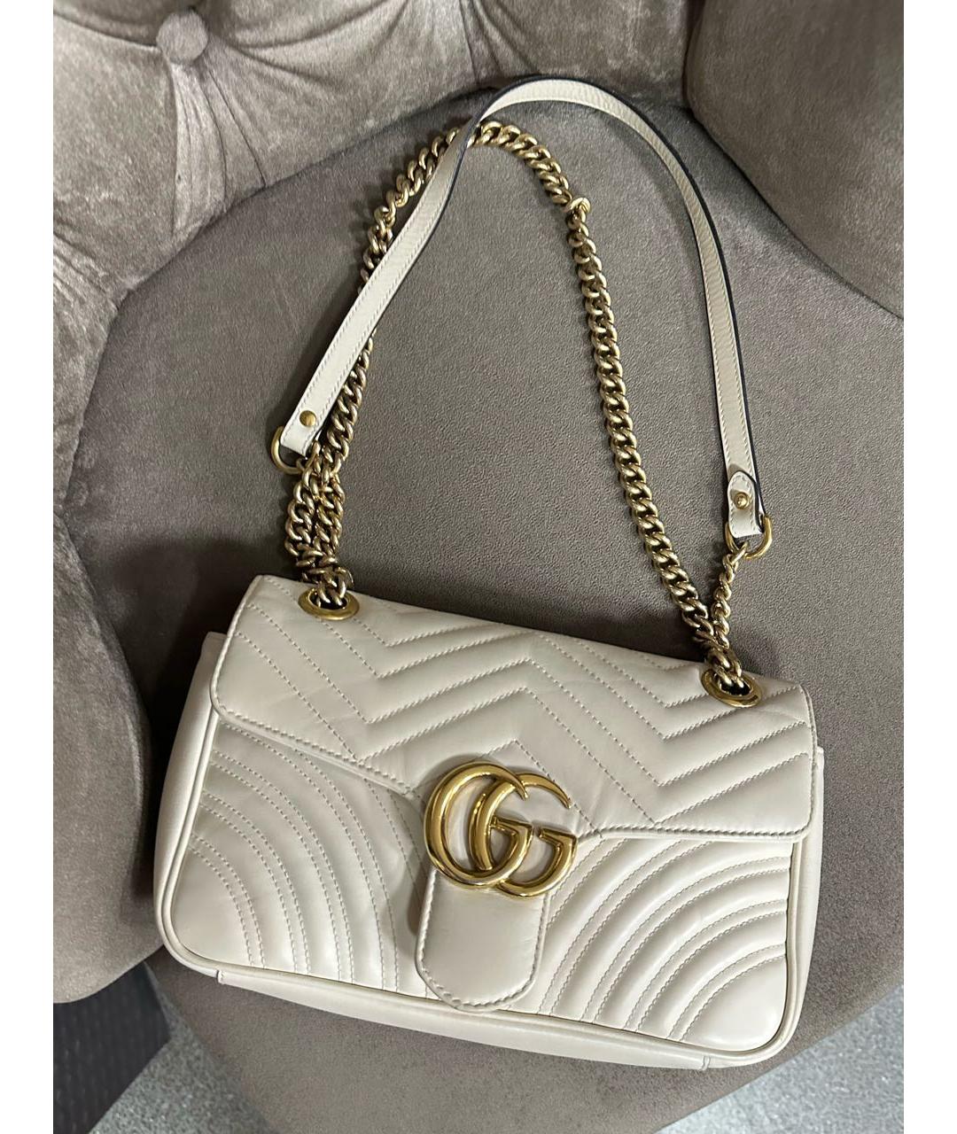 GUCCI Белая кожаная сумка тоут, фото 7