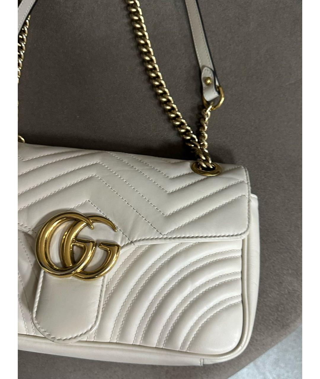 GUCCI Белая кожаная сумка тоут, фото 3