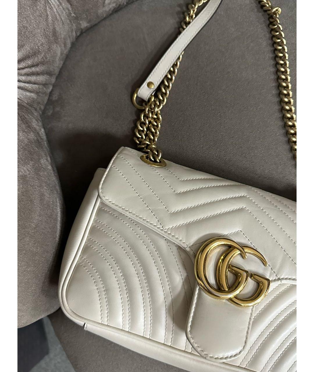 GUCCI Белая кожаная сумка тоут, фото 2