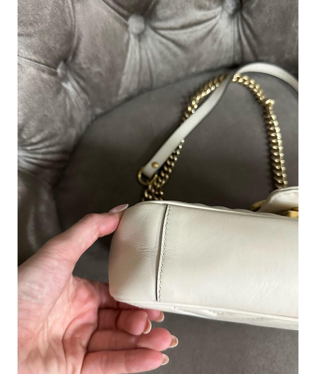 GUCCI Белая кожаная сумка тоут, фото 4
