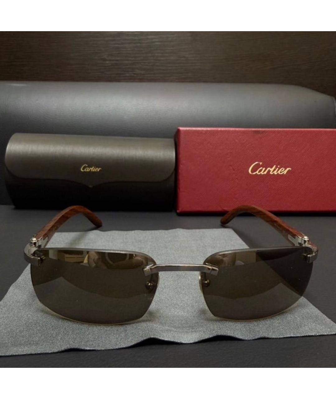 CARTIER Коричневые солнцезащитные очки, фото 8