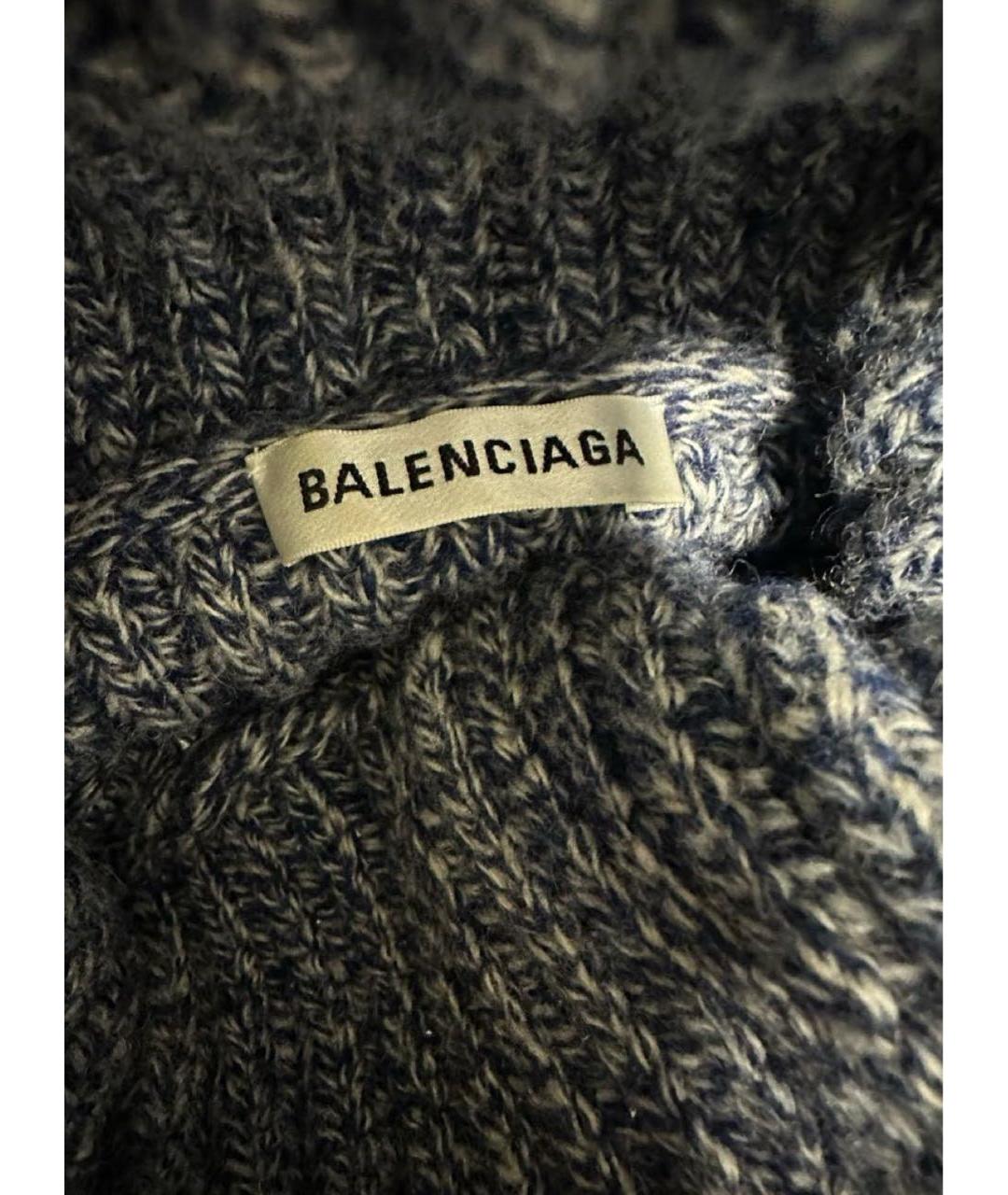 BALENCIAGA Темно-синий шерстяной джемпер / свитер, фото 5