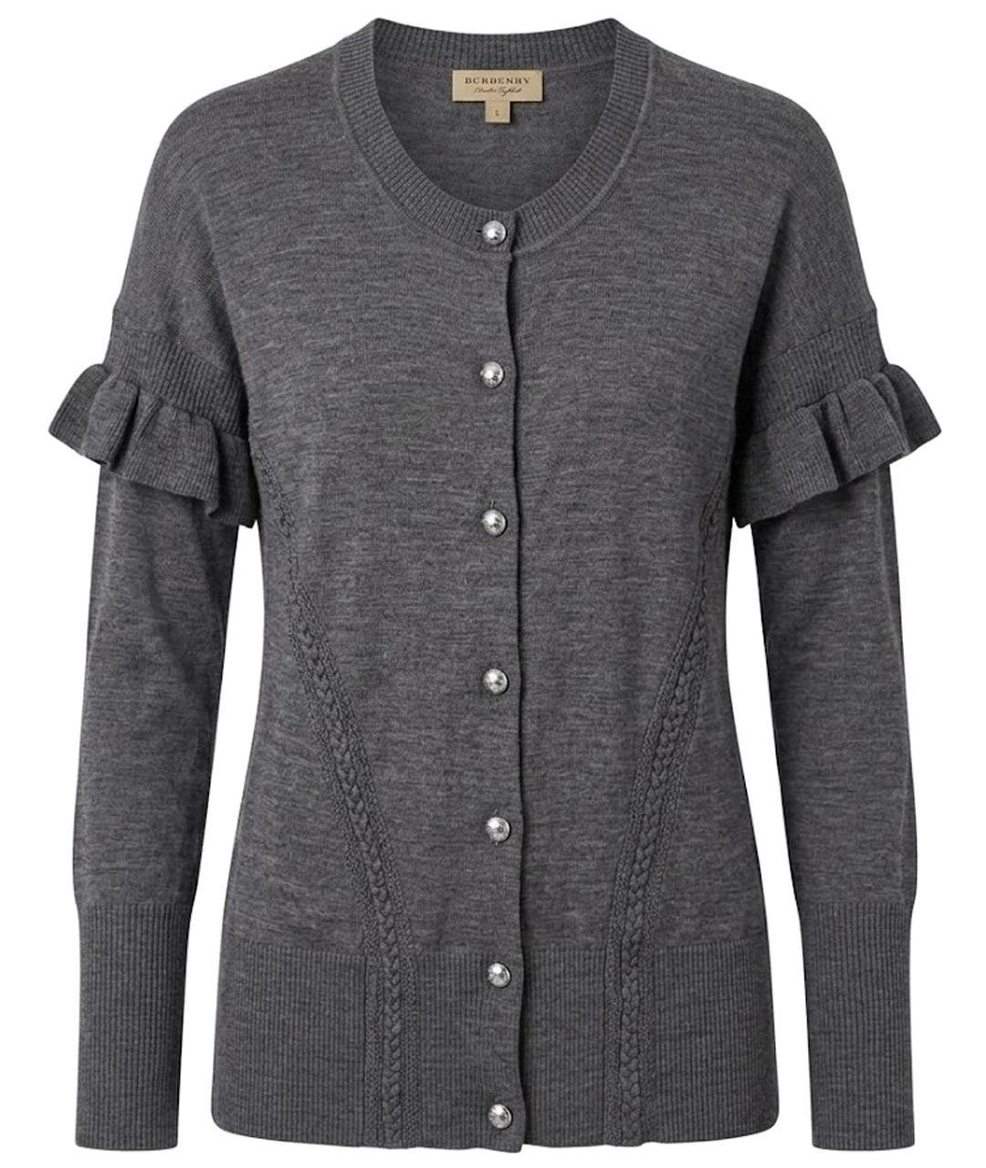 BURBERRY Серый шерстяной кардиган, фото 1