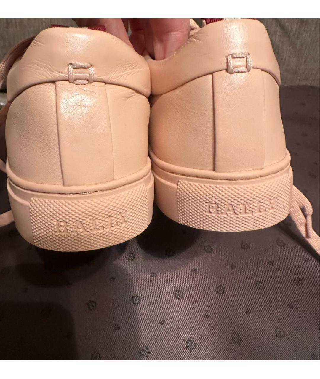 BALLY Розовые кожаные кеды, фото 4