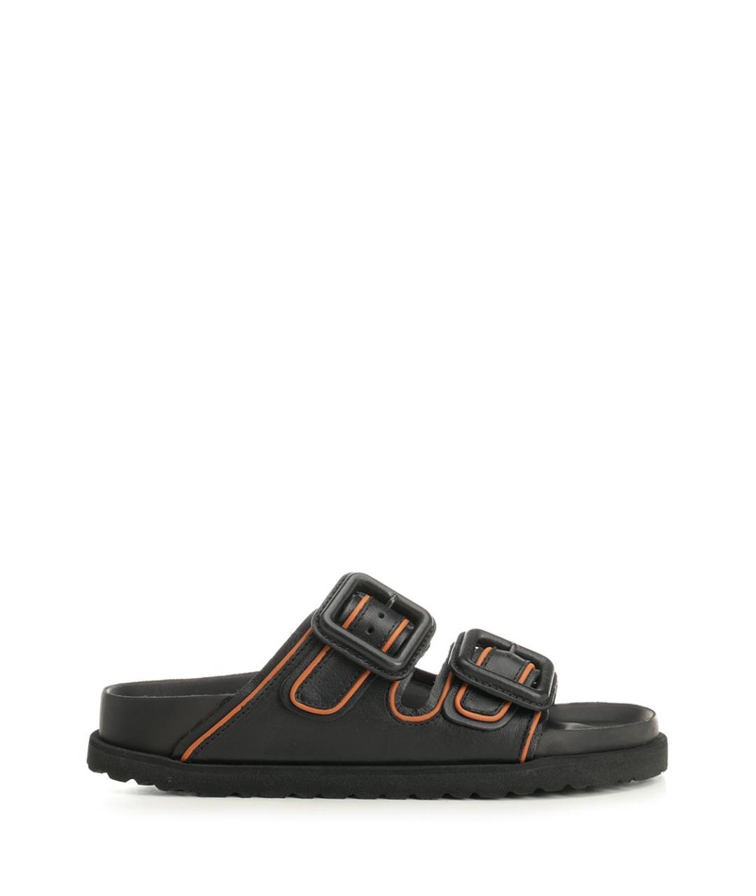BIRKENSTOCK Черные кожаные шлепанцы, фото 1