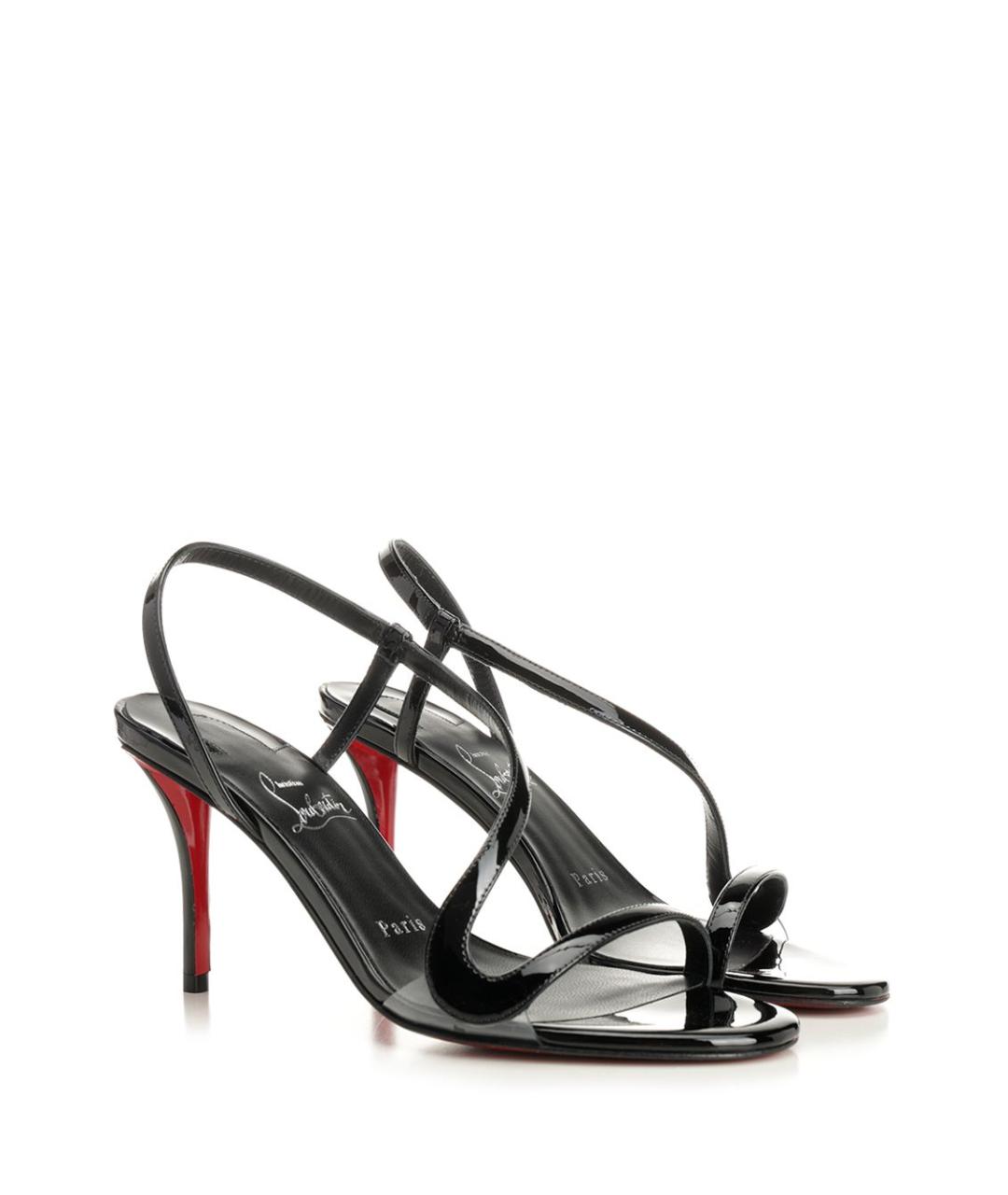 CHRISTIAN LOUBOUTIN Черные босоножки из лакированной кожи, фото 2