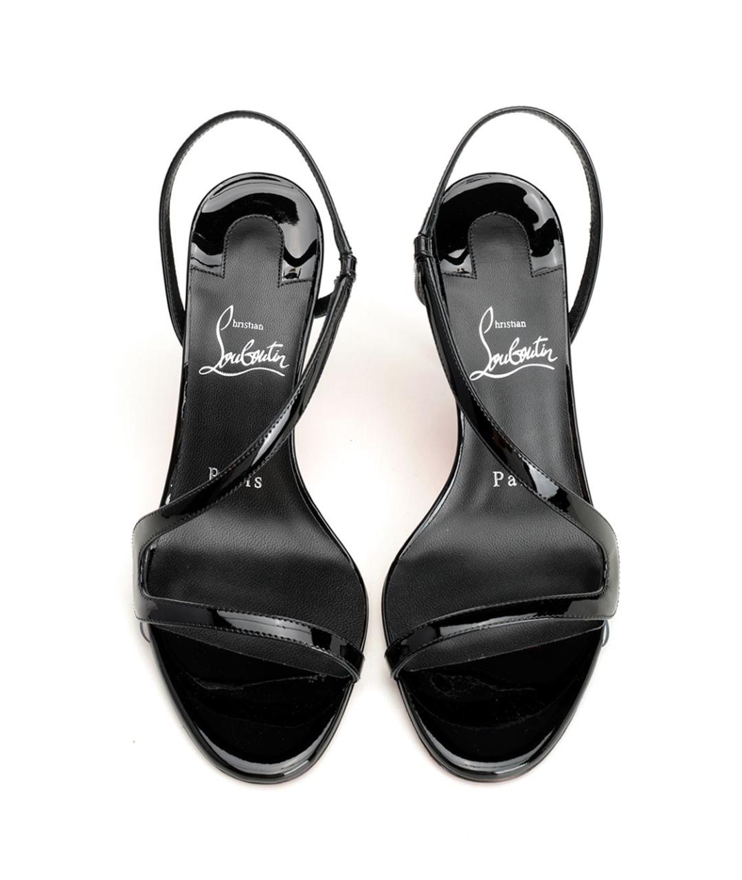 CHRISTIAN LOUBOUTIN Черные босоножки из лакированной кожи, фото 5