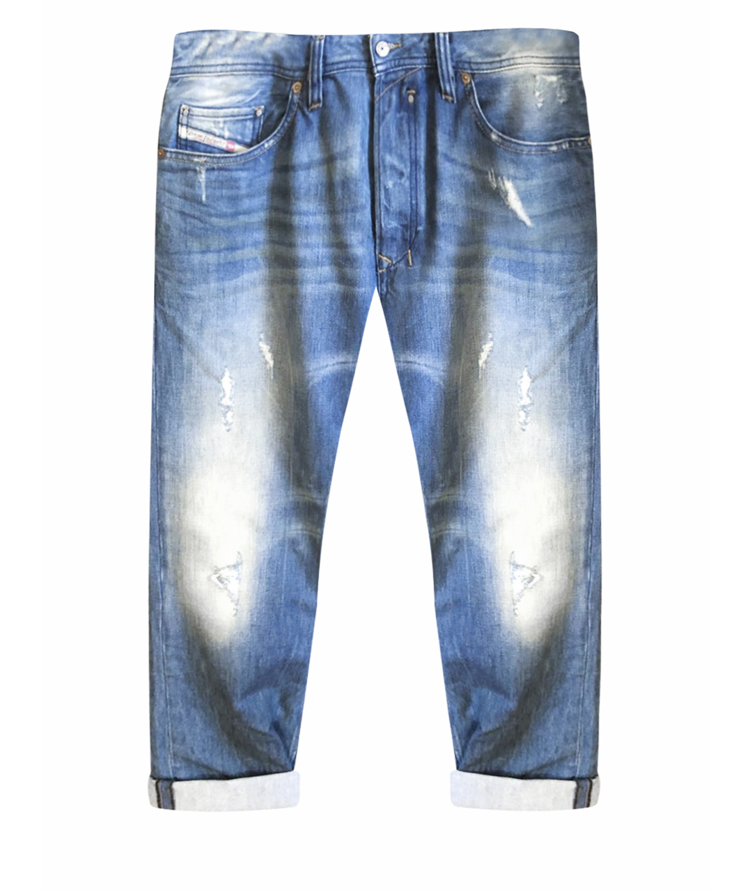 DIESEL Голубые хлопковые прямые джинсы, фото 1