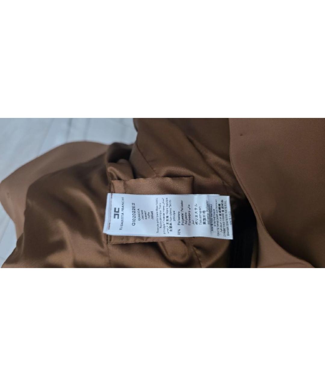 ELISABETTA FRANCHI Коричневый полиэстеровый костюм с брюками, фото 3