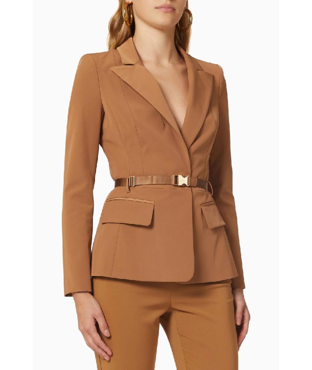 ELISABETTA FRANCHI Коричневый полиэстеровый костюм с брюками, фото 7