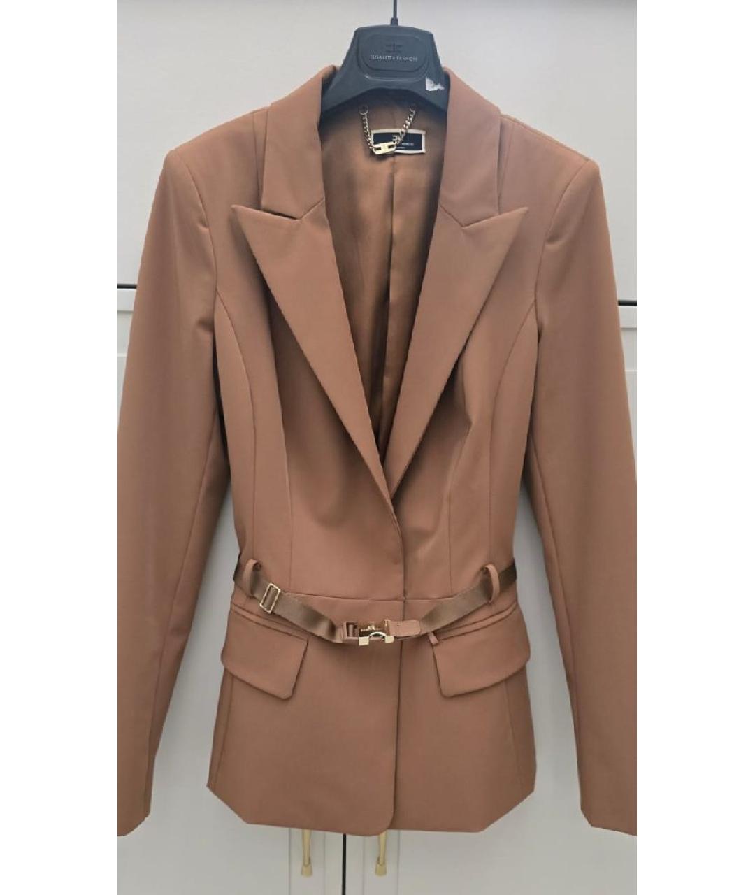ELISABETTA FRANCHI Коричневый полиэстеровый костюм с брюками, фото 9