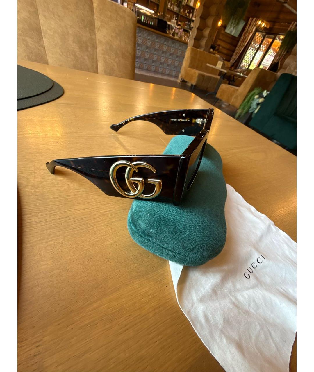 GUCCI Коричневые пластиковые солнцезащитные очки, фото 3
