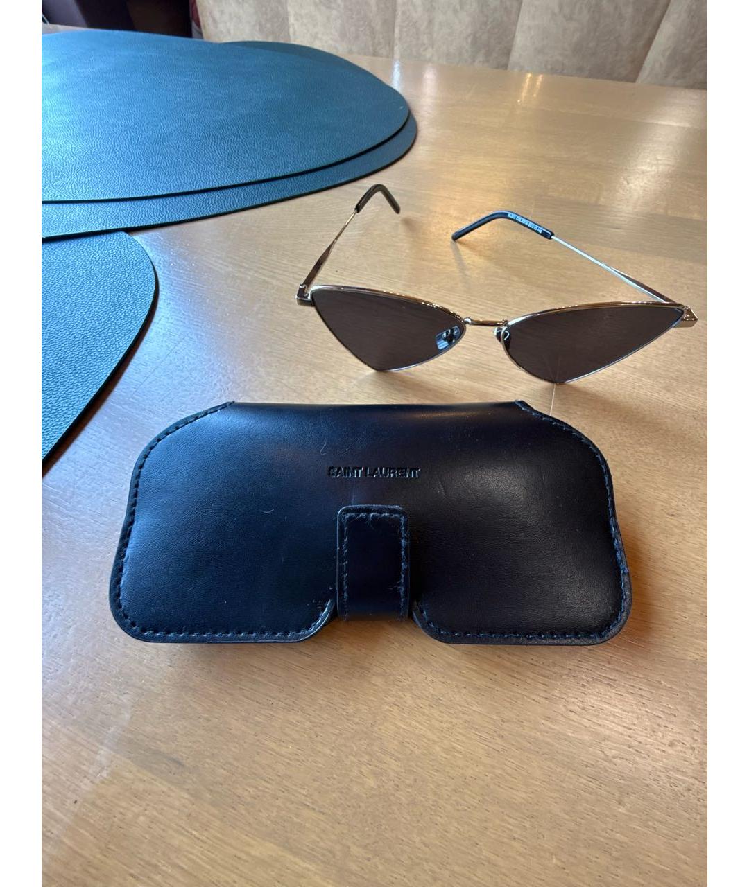 SAINT LAURENT Черные металлические солнцезащитные очки, фото 4
