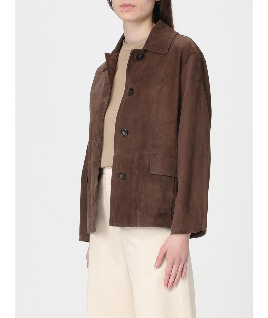 'S MAX MARA Коричневая замшевая куртка, фото 4