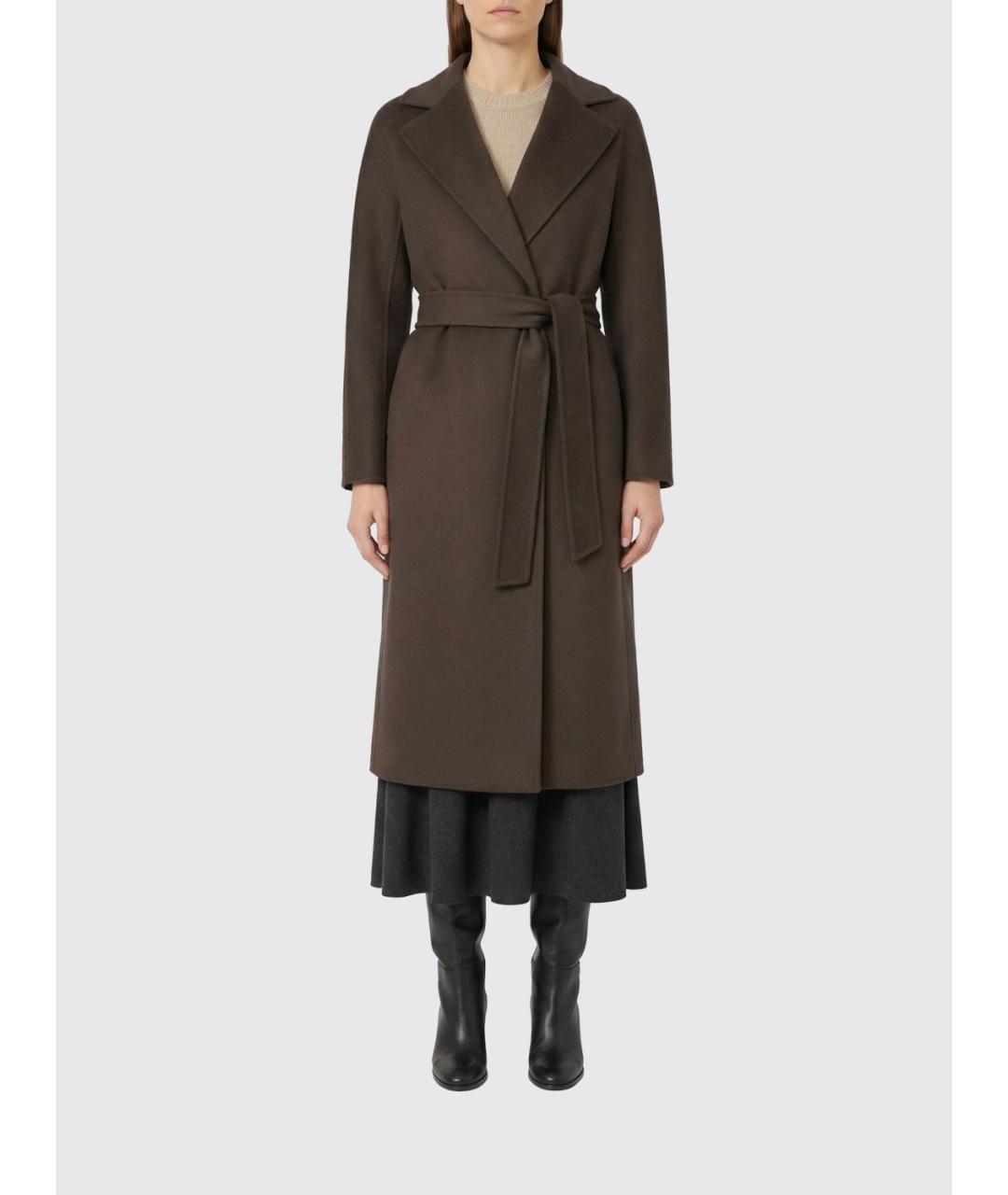 'S MAX MARA Коричневое шерстяное пальто, фото 2