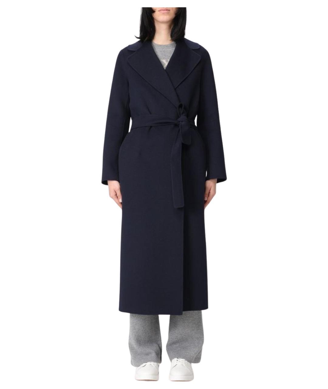 'S MAX MARA Темно-синее шерстяное пальто, фото 1