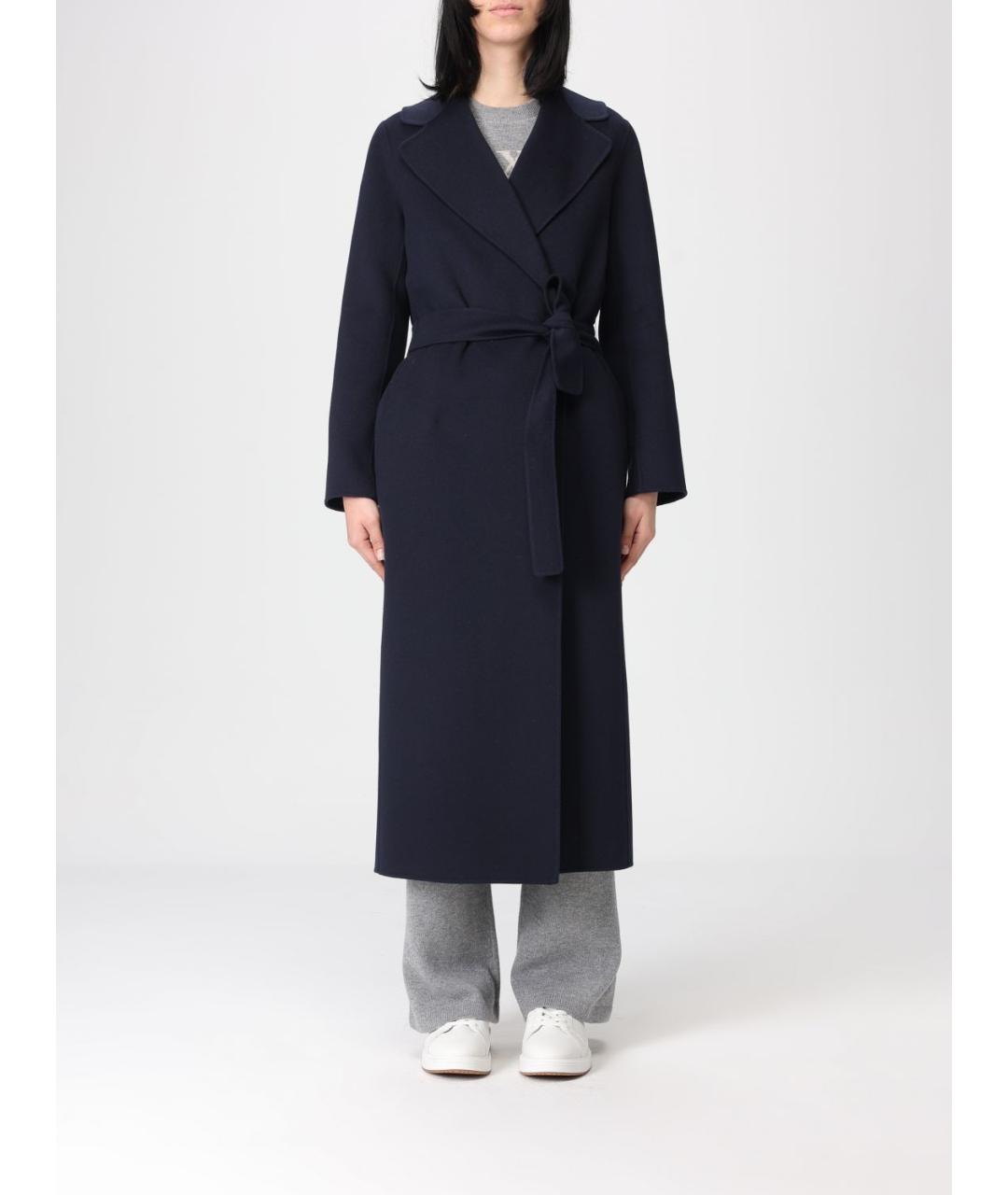 'S MAX MARA Темно-синее шерстяное пальто, фото 5