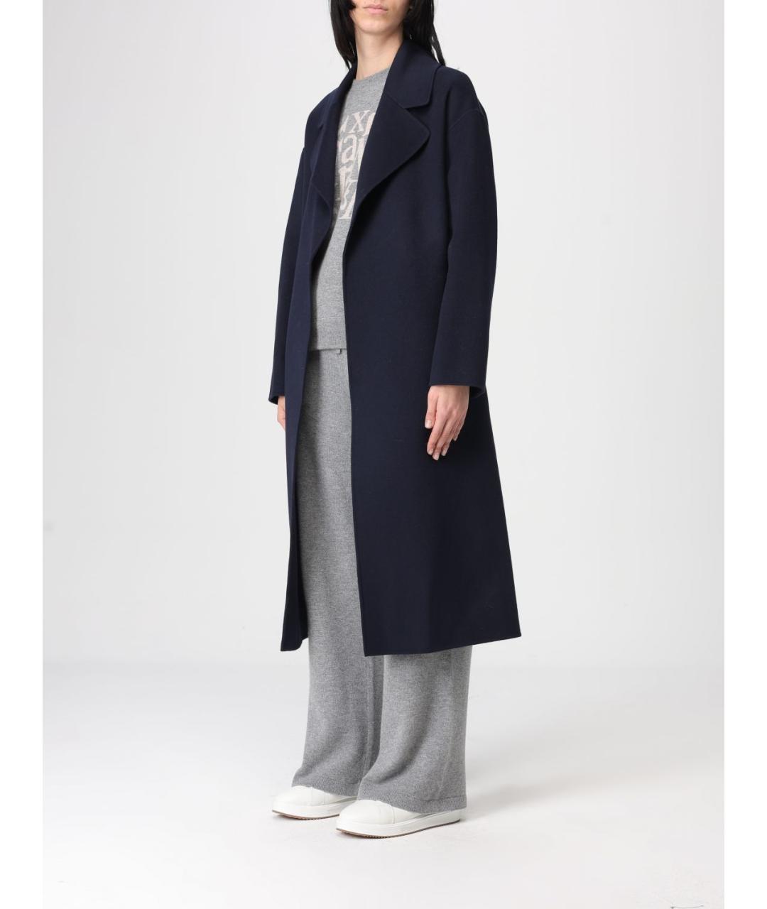 'S MAX MARA Темно-синее шерстяное пальто, фото 3