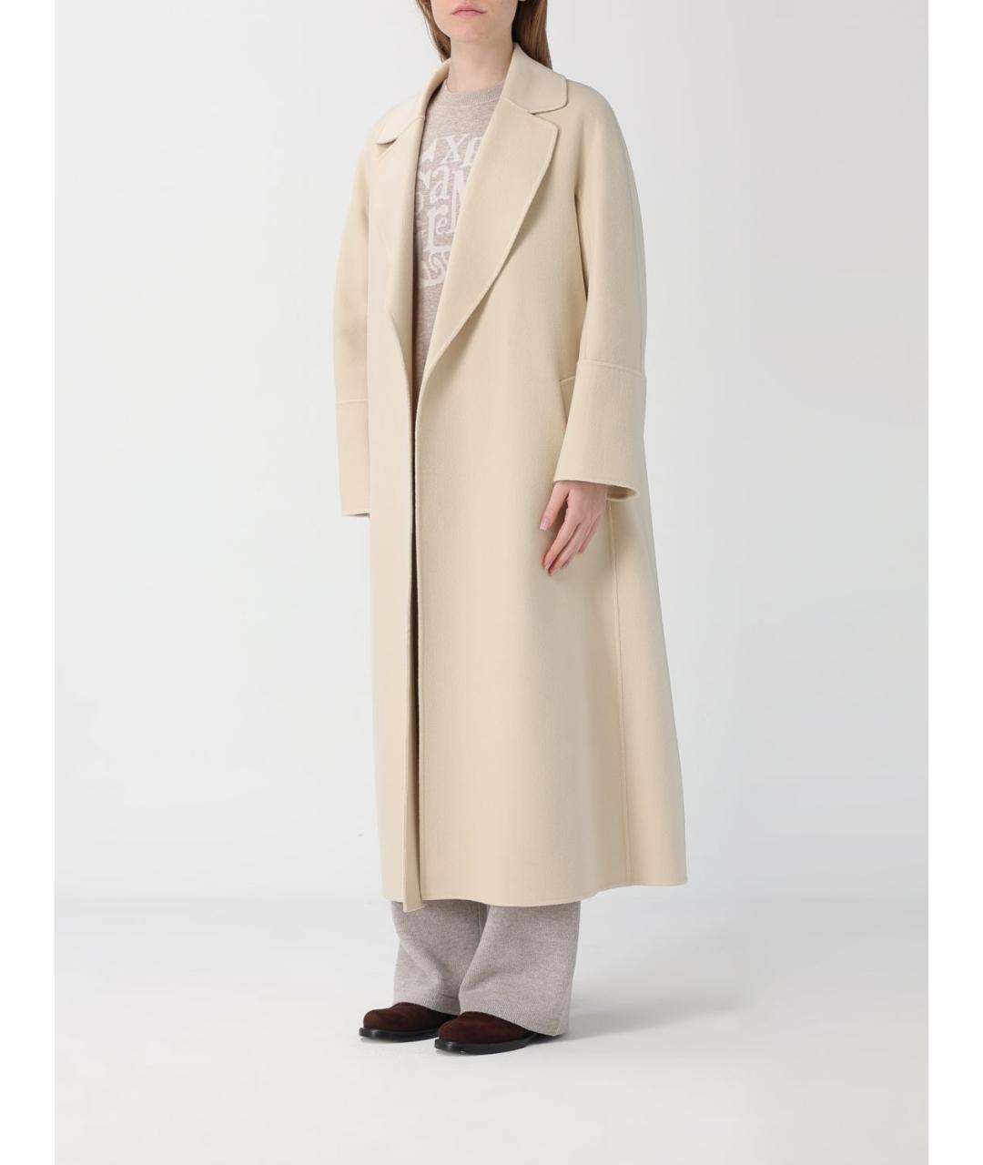 'S MAX MARA Бежевое шерстяное пальто, фото 4