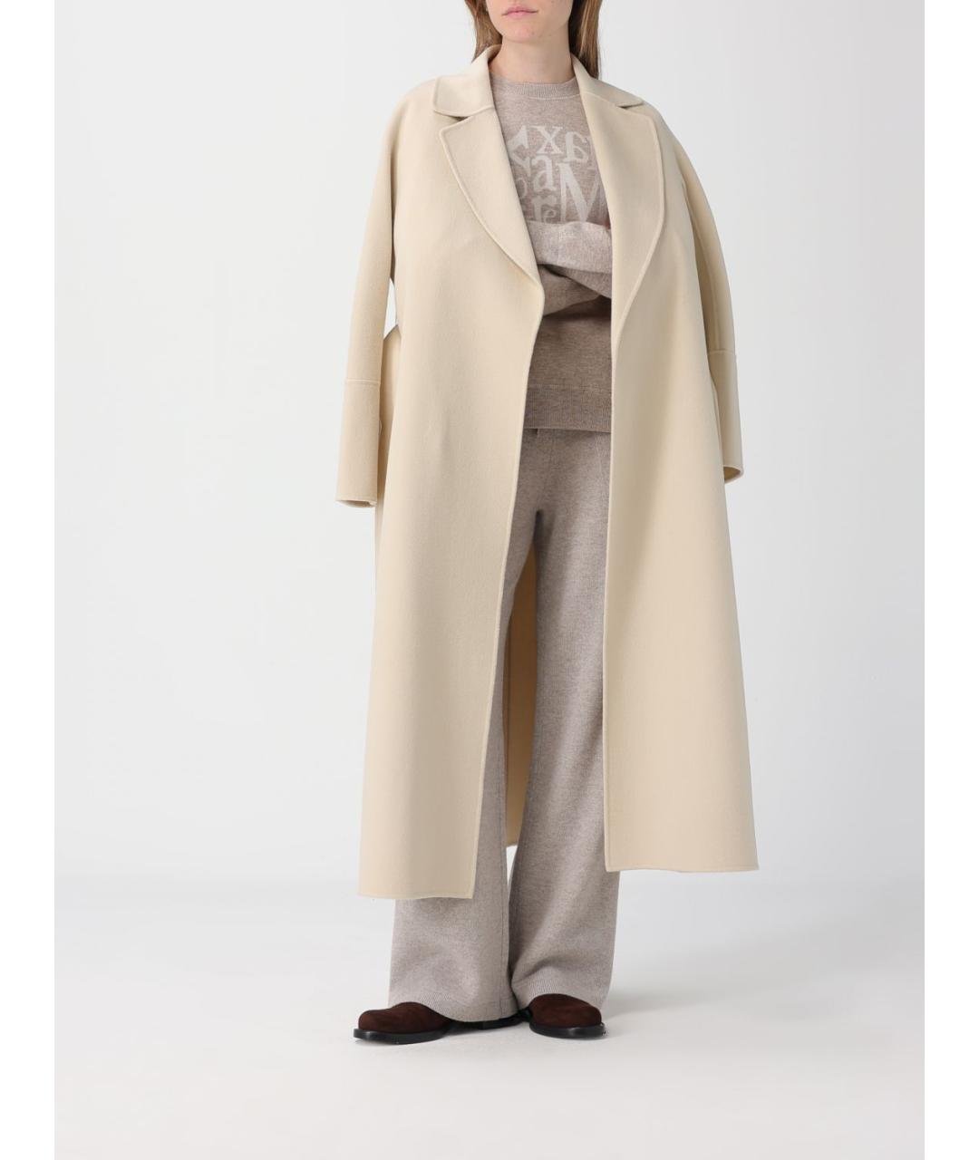'S MAX MARA Бежевое шерстяное пальто, фото 2