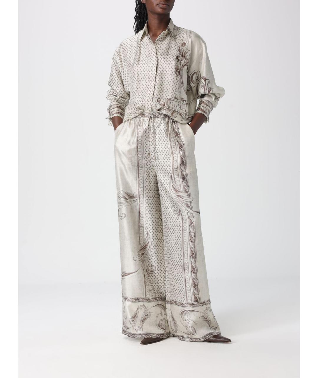 MAX MARA Бежевая шелковая рубашка, фото 2