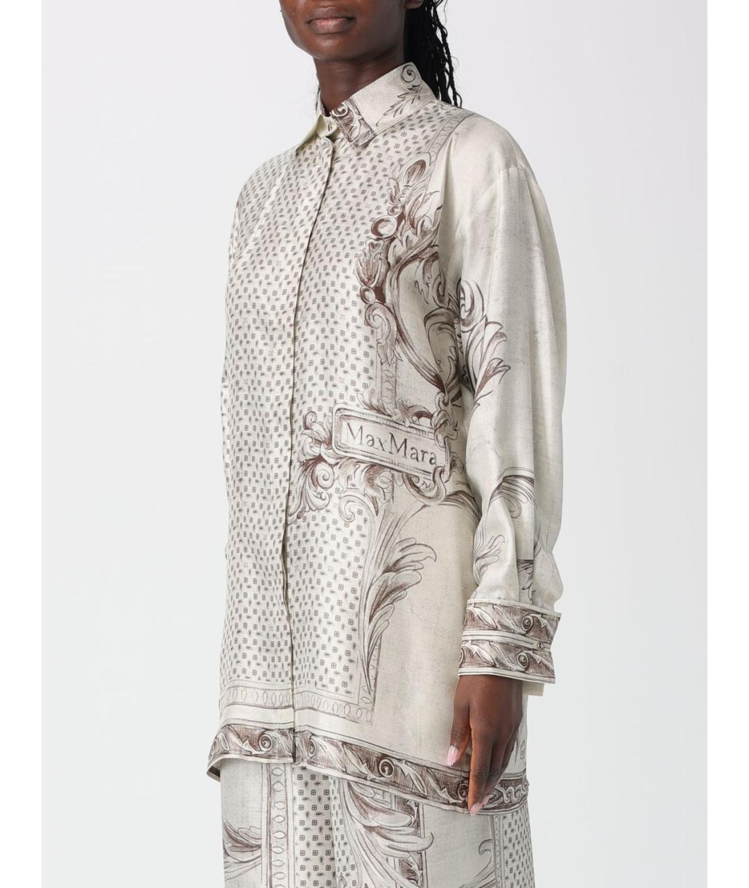 MAX MARA Бежевая шелковая рубашка, фото 4