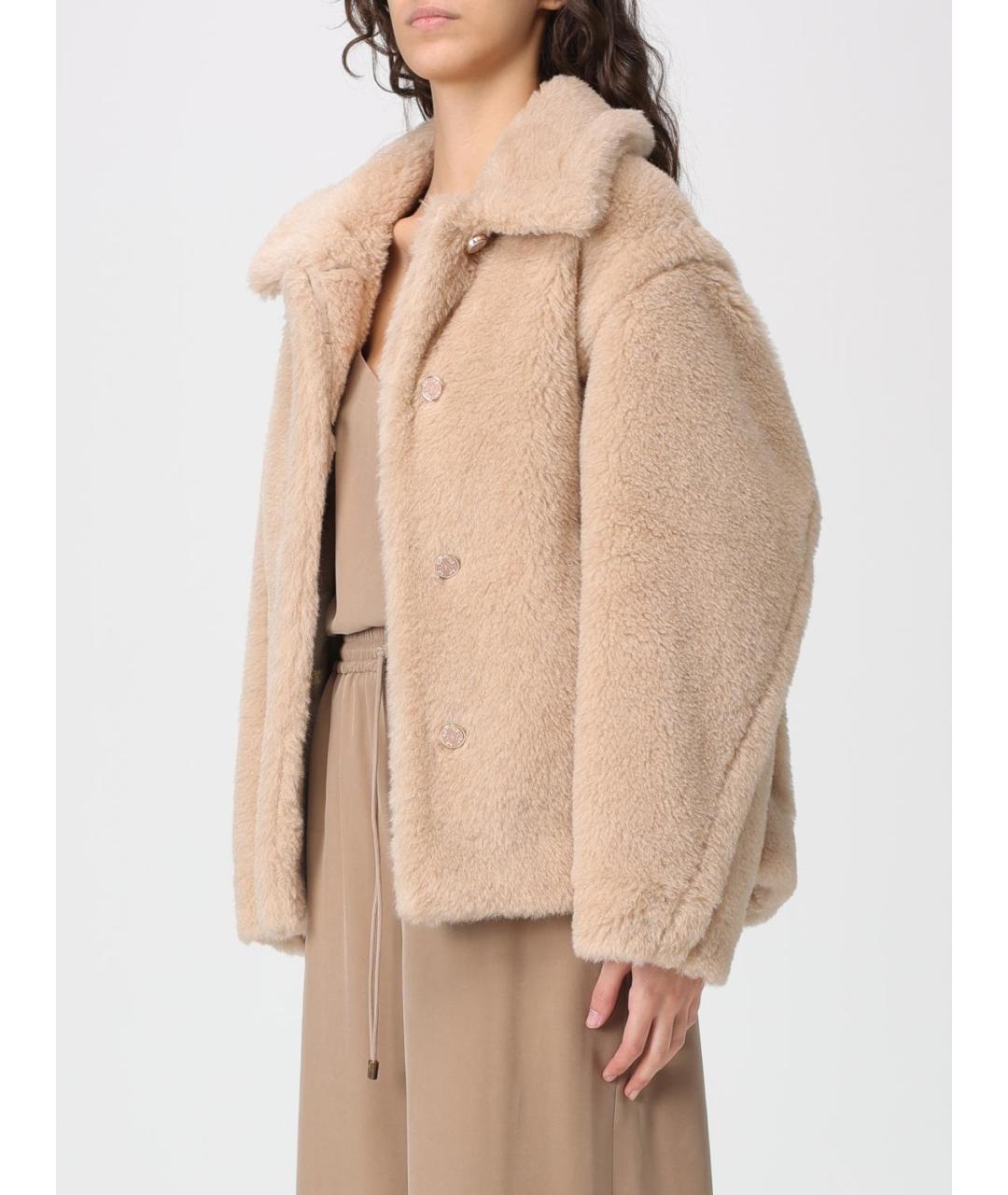 MAX MARA Бежевая шерстяная шуба, фото 4