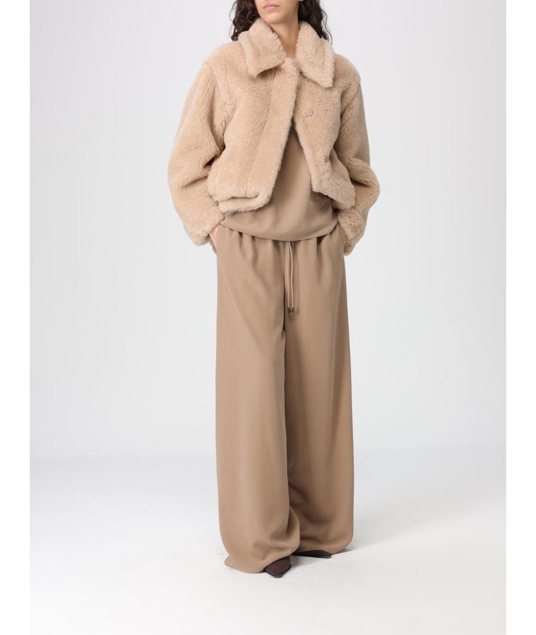 MAX MARA Бежевая шерстяная шуба, фото 2