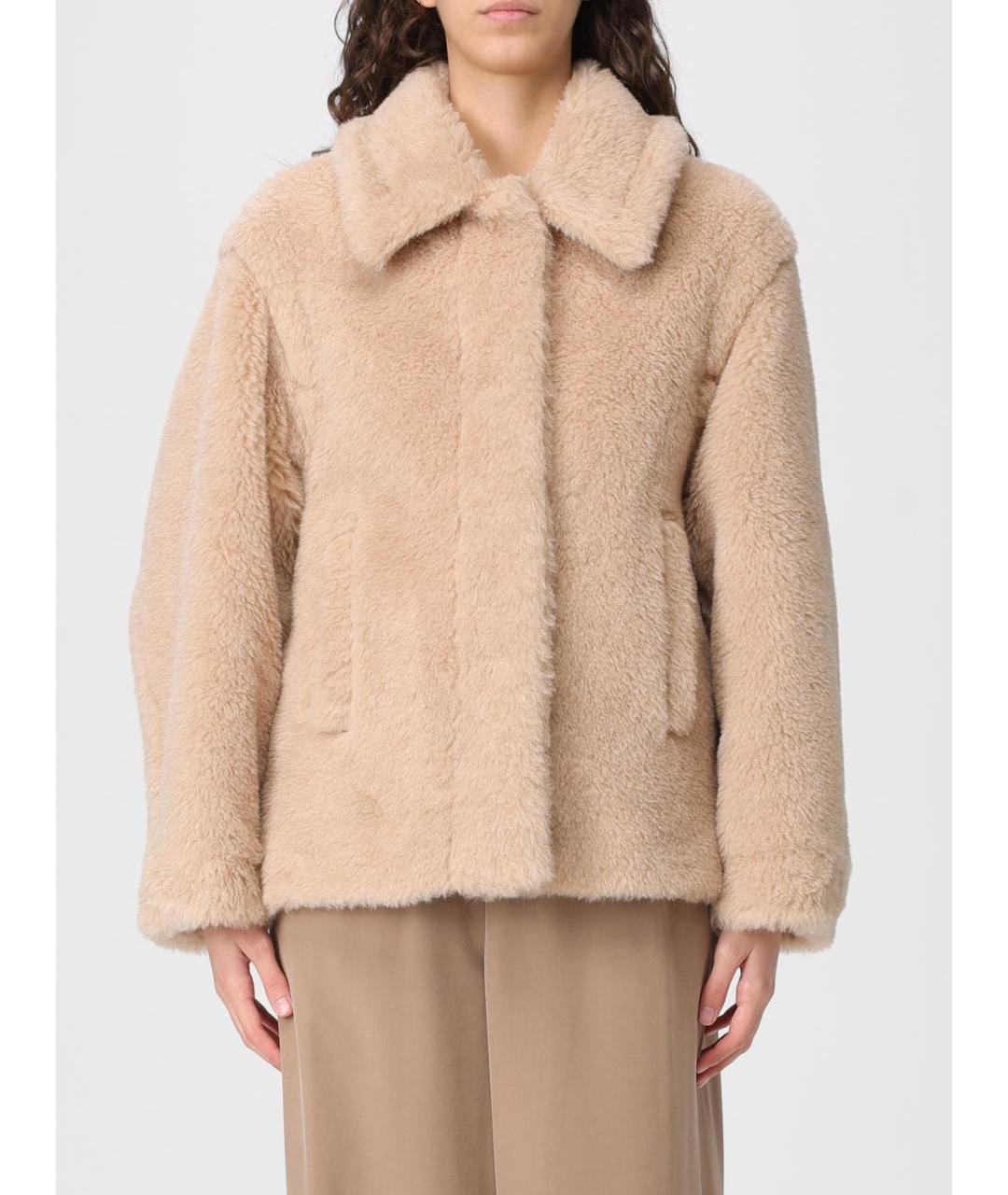 MAX MARA Бежевая шерстяная шуба, фото 6