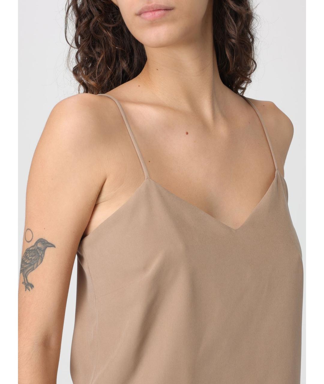 MAX MARA Бежевая шелковая майка, фото 5