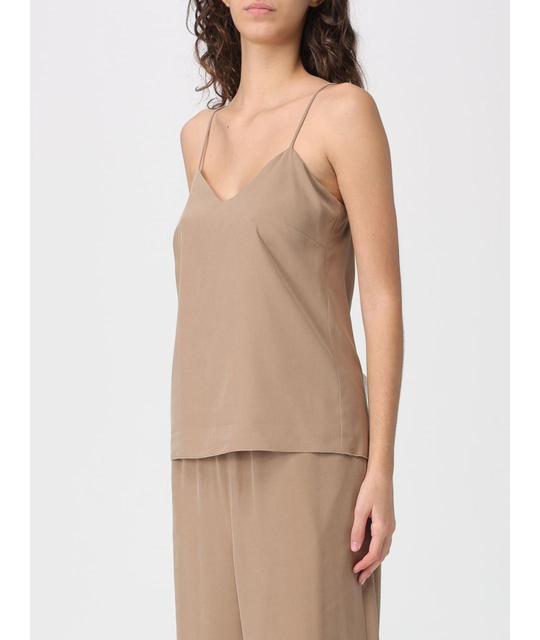MAX MARA Бежевая шелковая майка, фото 4