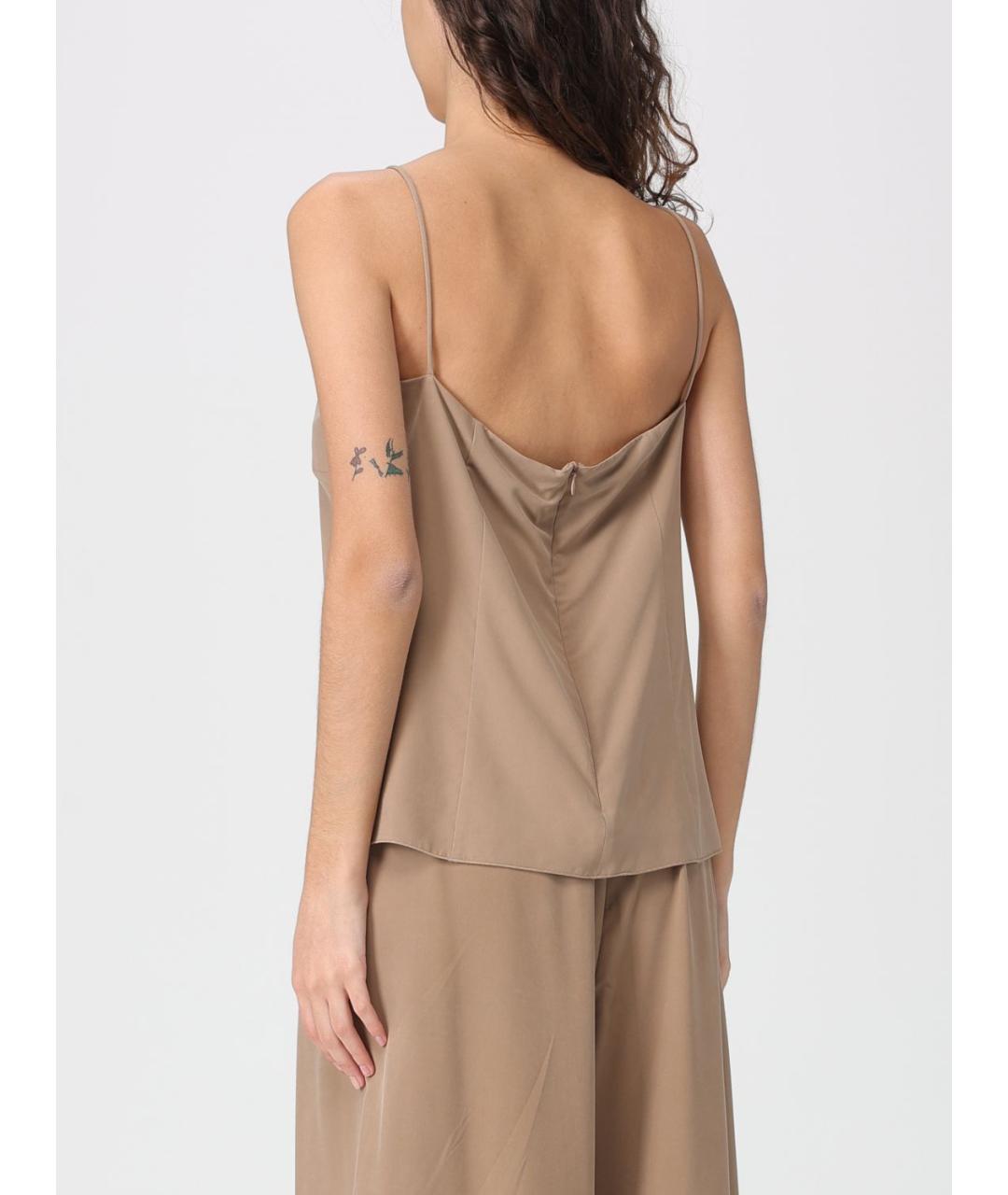 MAX MARA Бежевая шелковая майка, фото 3