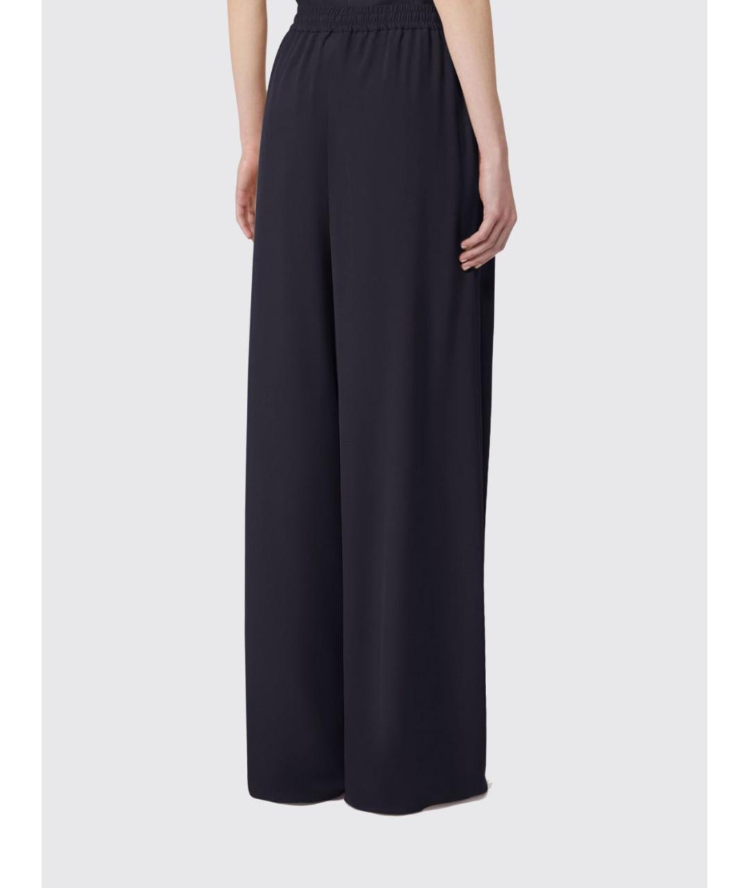 MAX MARA Темно-синие шелковые прямые брюки, фото 2