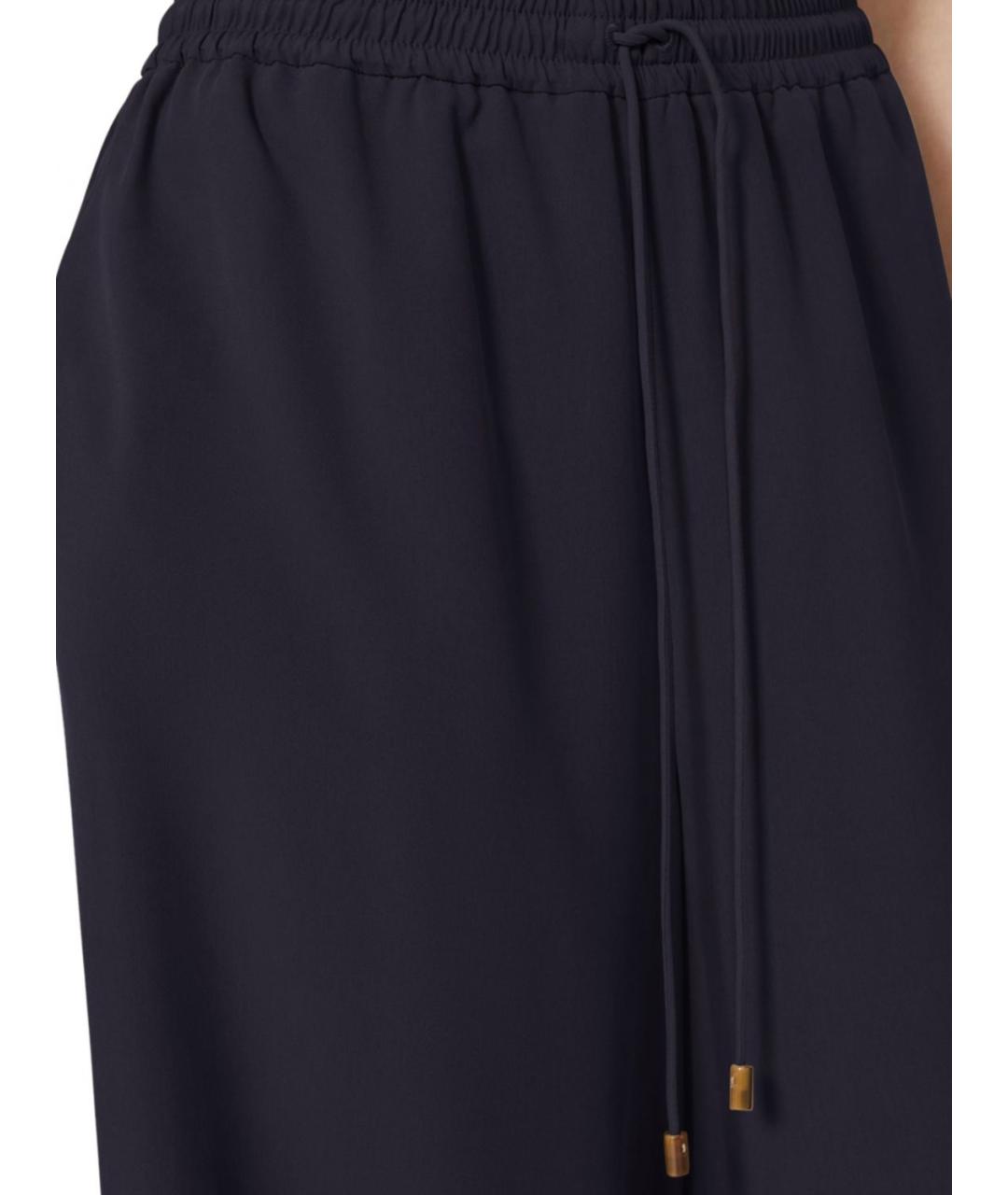 MAX MARA Темно-синие шелковые прямые брюки, фото 3