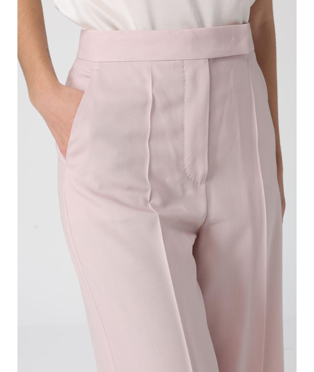 MAX MARA Розовые шерстяные прямые брюки, фото 5