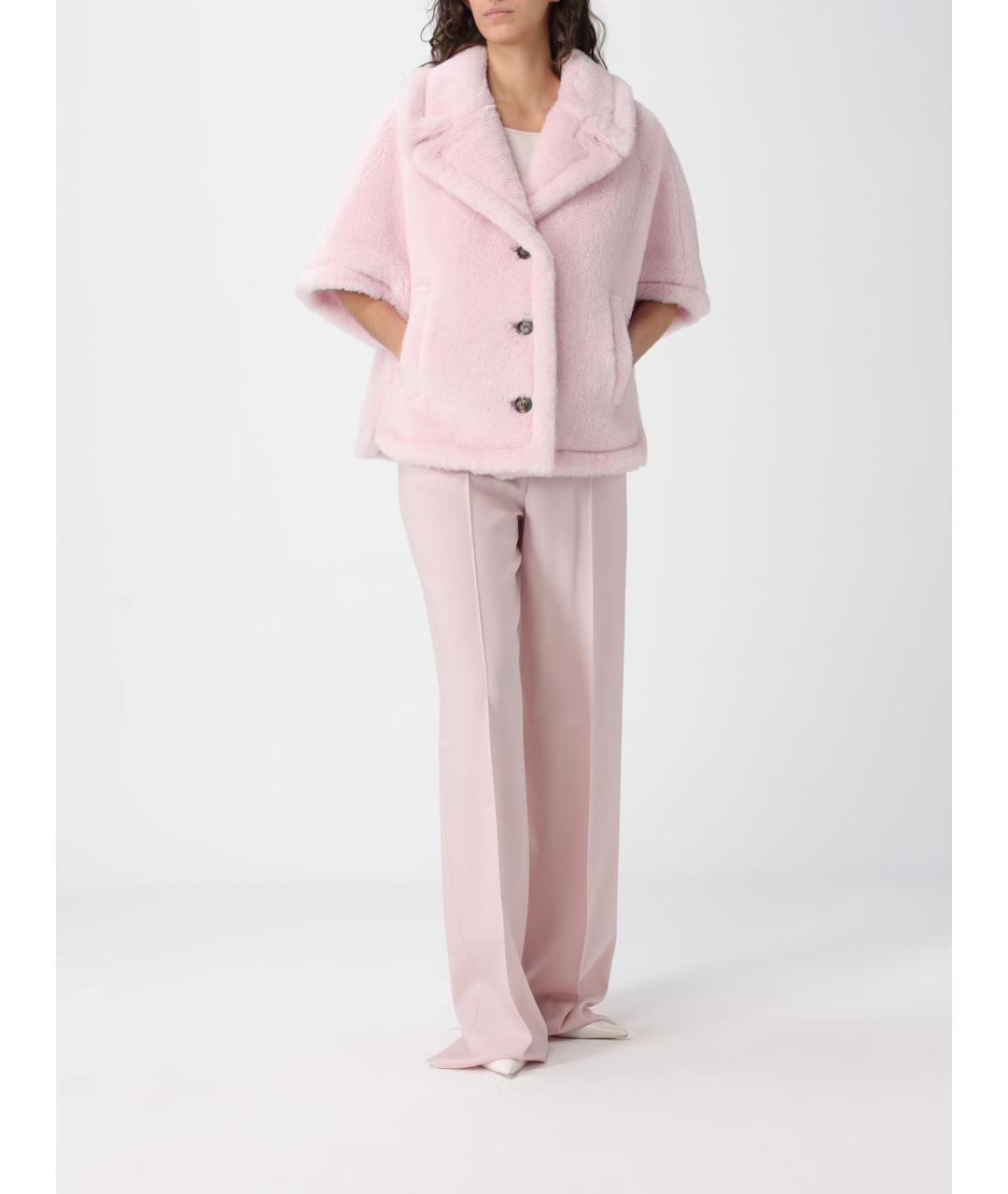 MAX MARA Розовые шерстяные прямые брюки, фото 2