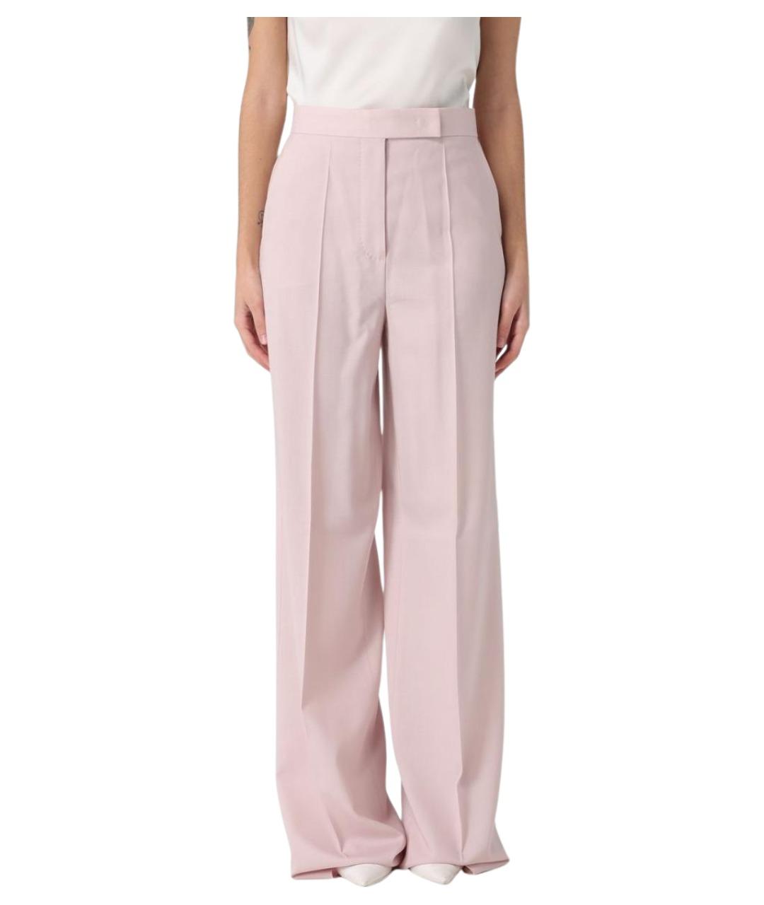 MAX MARA Розовые шерстяные прямые брюки, фото 1