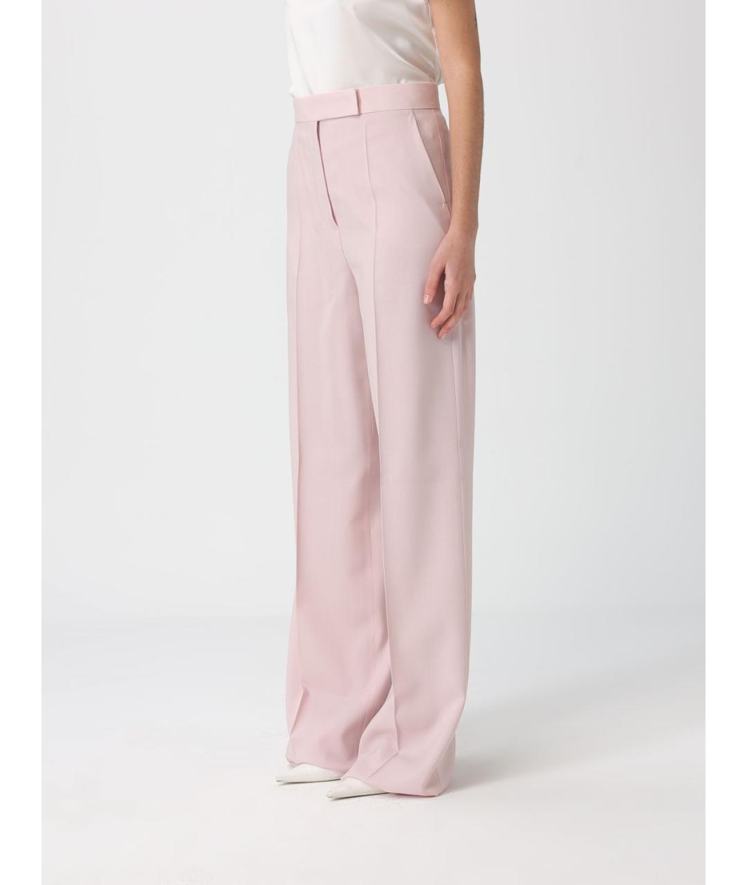 MAX MARA Розовые шерстяные прямые брюки, фото 4