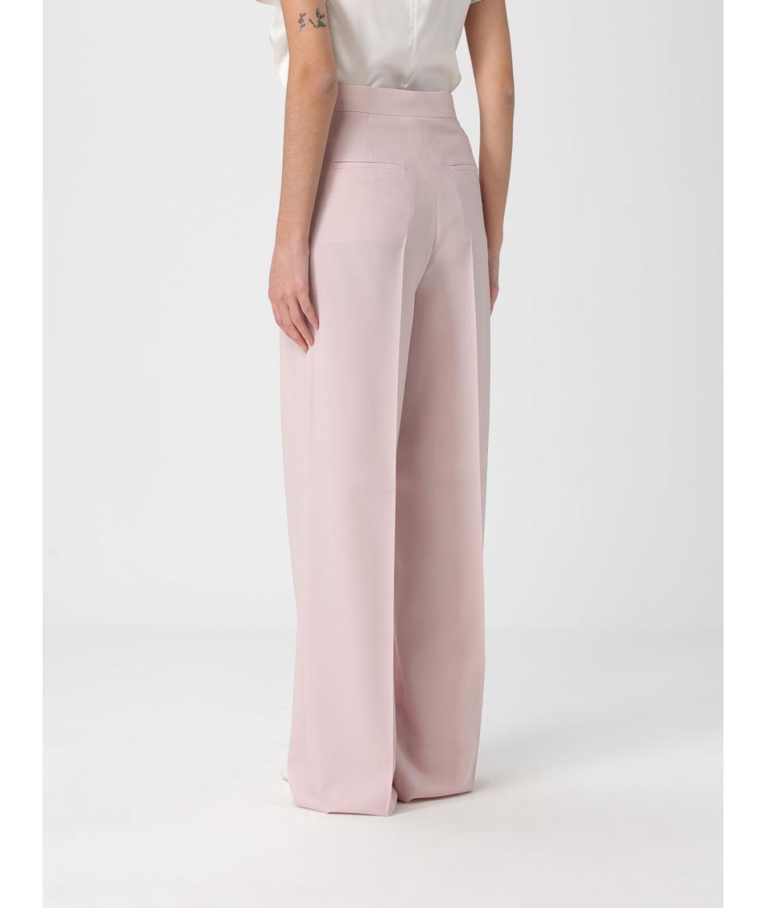 MAX MARA Розовые шерстяные прямые брюки, фото 3