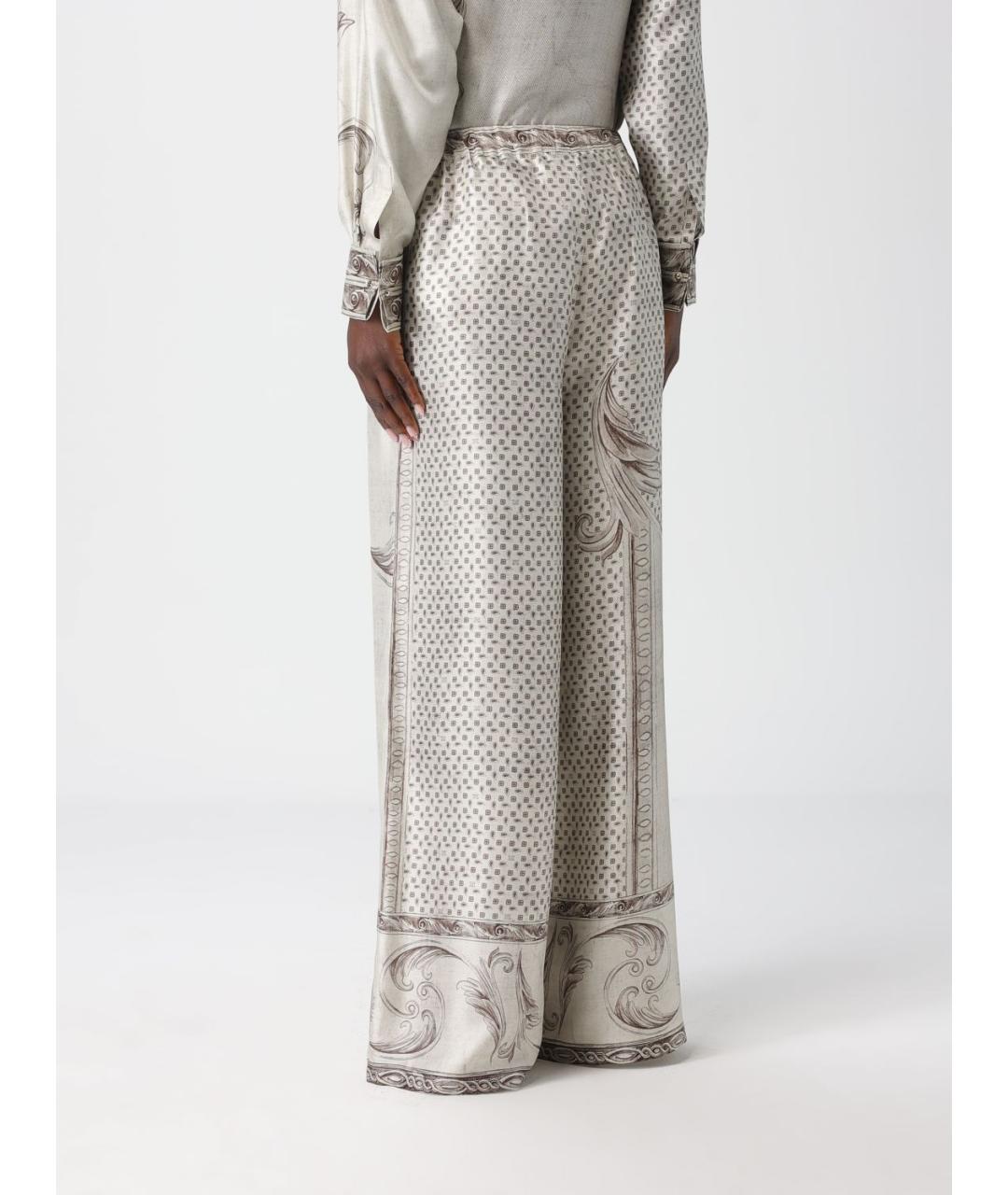 MAX MARA Бежевые шелковые брюки широкие, фото 3
