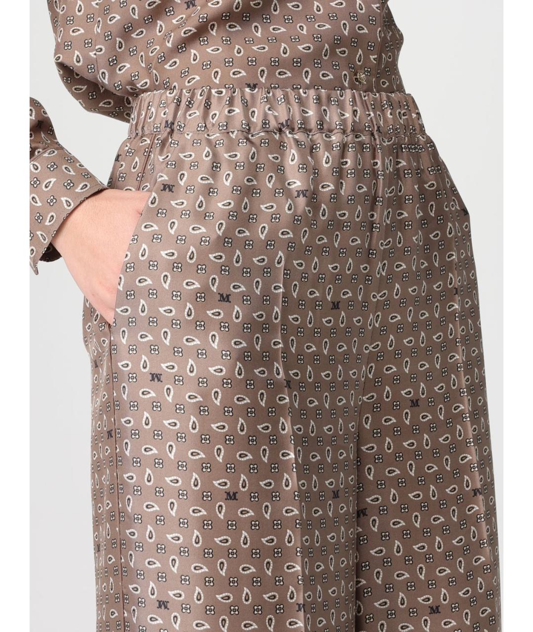 MAX MARA Коричневые шелковые брюки широкие, фото 5