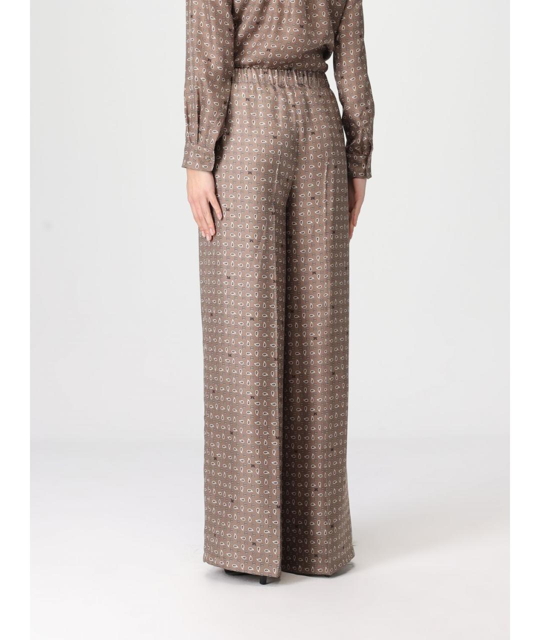 MAX MARA Коричневые шелковые брюки широкие, фото 3