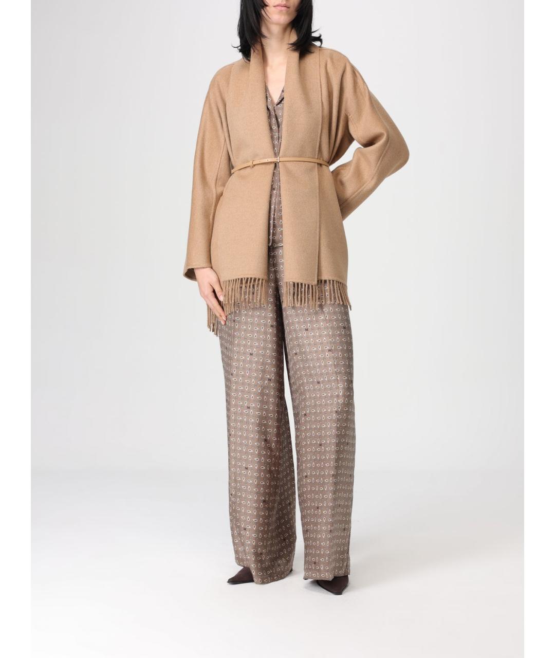 MAX MARA Коричневые шелковые брюки широкие, фото 2
