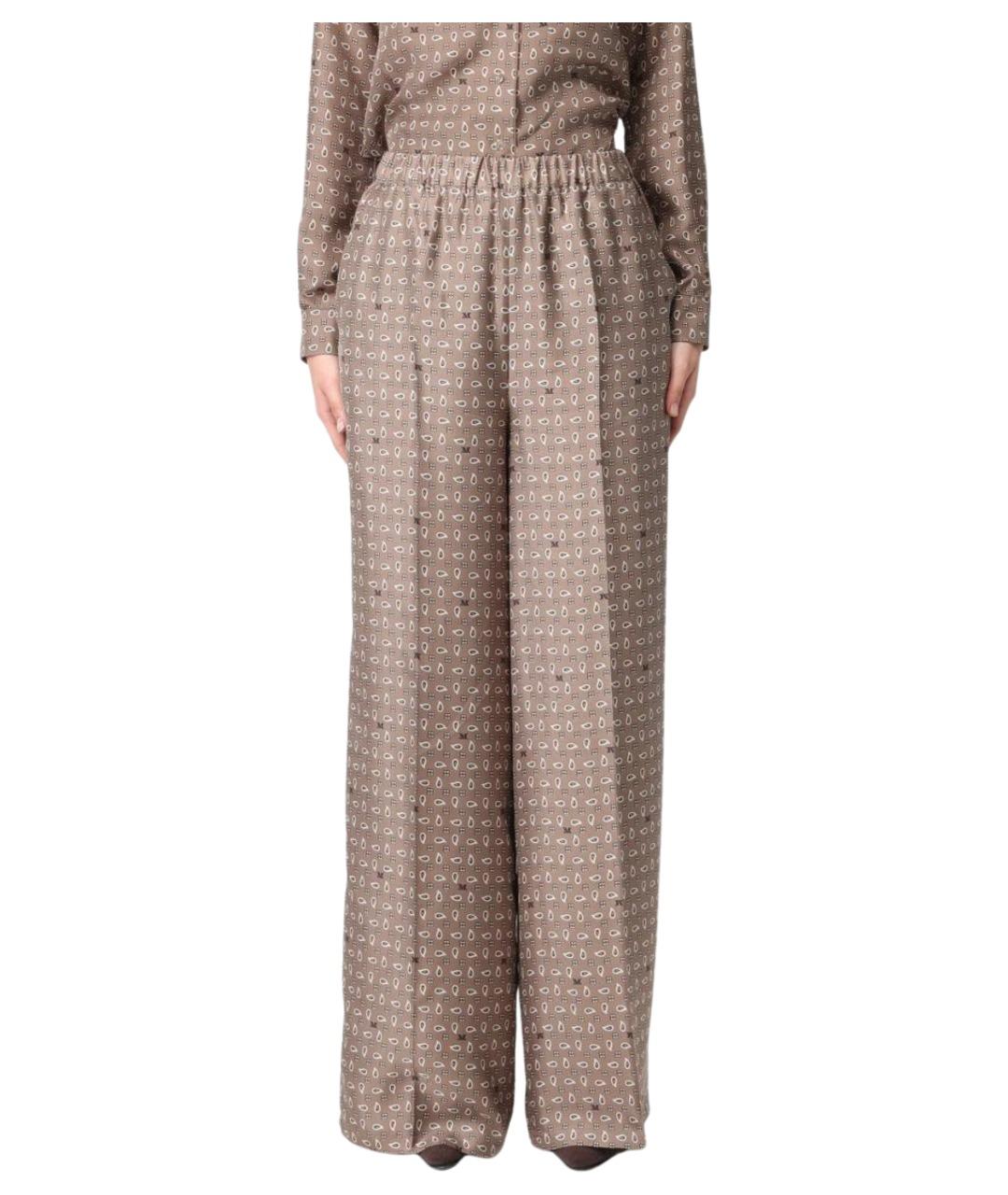 MAX MARA Коричневые шелковые брюки широкие, фото 1